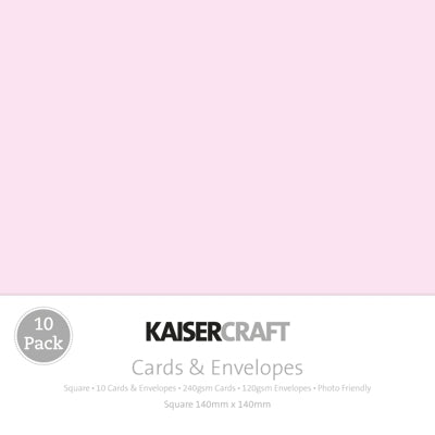 Pack of 10 Square Cards & Envelopes - Baby Pink