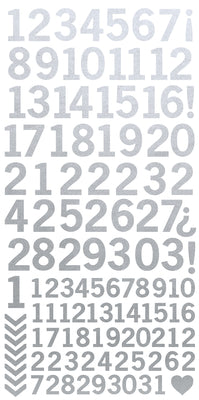 Number Stickers - Metallic Silver