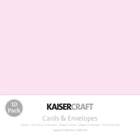 Pack of 10 Square Cards & Envelopes - Baby Pink