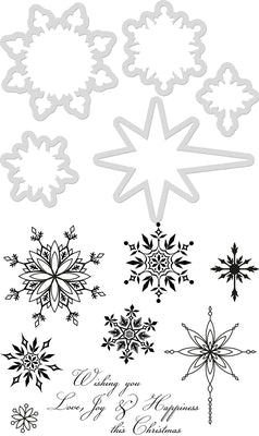 Decorative Die and Stamp Set - Snowflakes & Stars