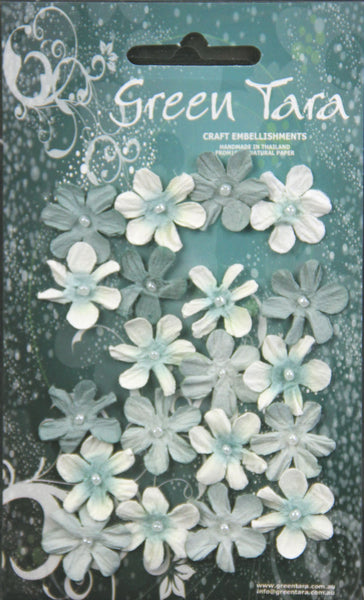 Mini Flowers - Blue Tones - Pack of 20