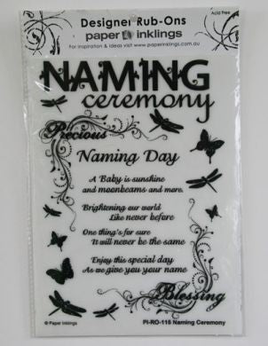 Naming Ceremony Designer Rub-ons