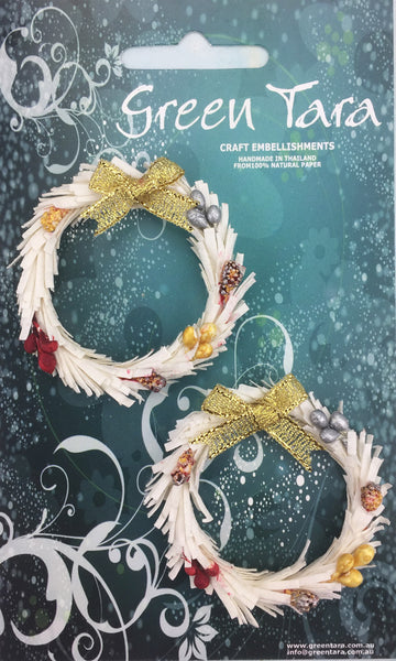 Xmas Wreaths - White-Gold - Pack of 2