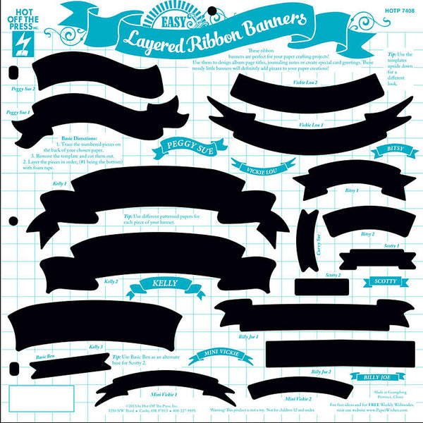 12"x12" Layered Ribbon Banners Template