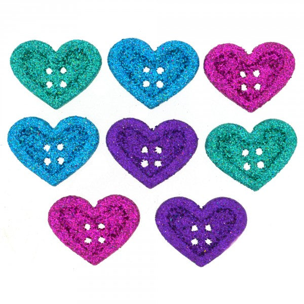 Large Glitter Heart Buttons